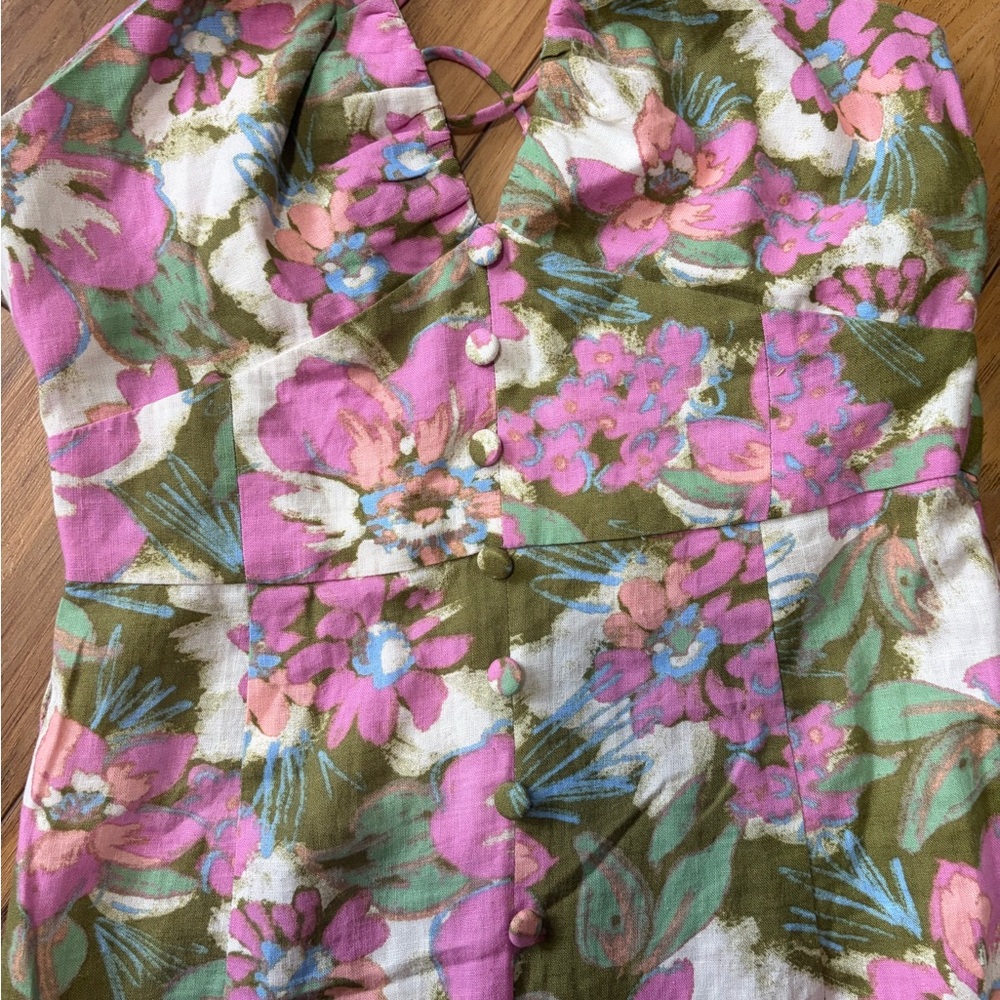 Zara Floral Midi Dress XS | Strappy Back | Front Slit | Summer - Picture 9 of 10